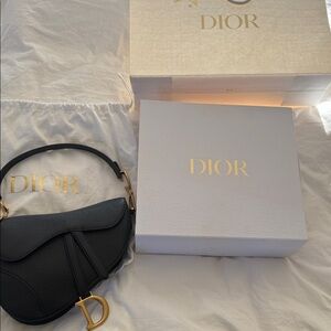 Dior Black and Gold Saddle Shoulder Bag